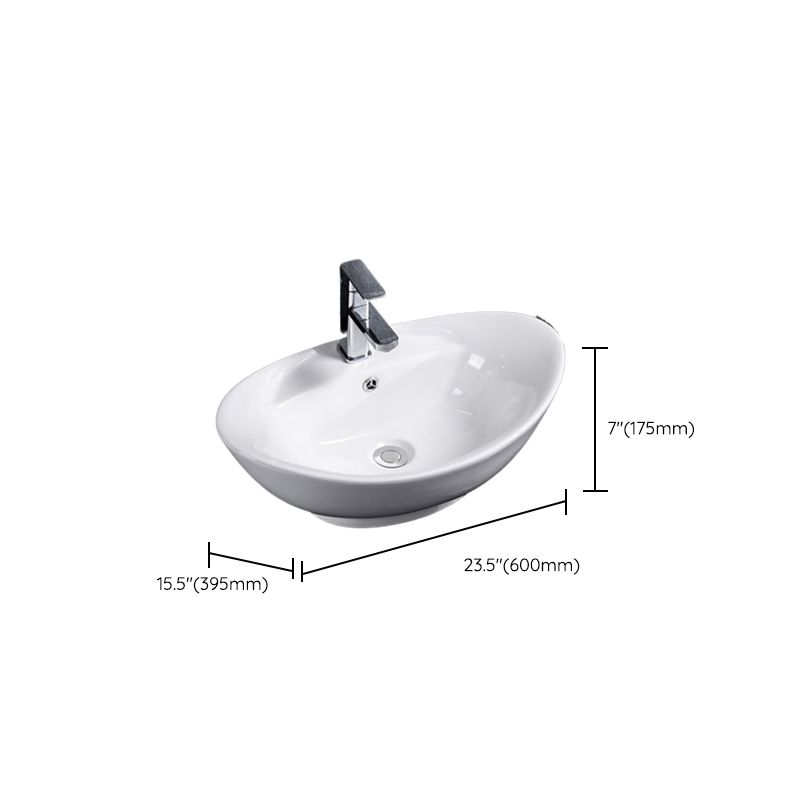 Modern Bathroom Sink Solid Color Porcelain Vessel Bathroom Sink