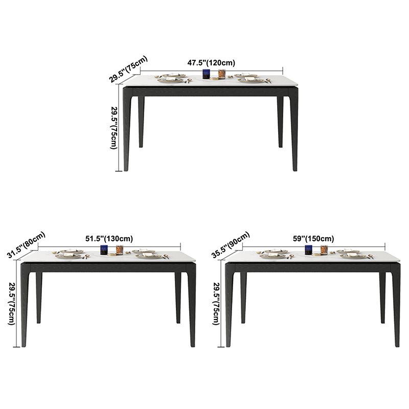 Modern Style Home Sintered Stone Dining Table Rectangle Shape Table with Ash Wood Base