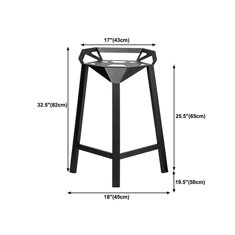 Industrial Low Back Bar Stool Metal Counter Height Stool in Black