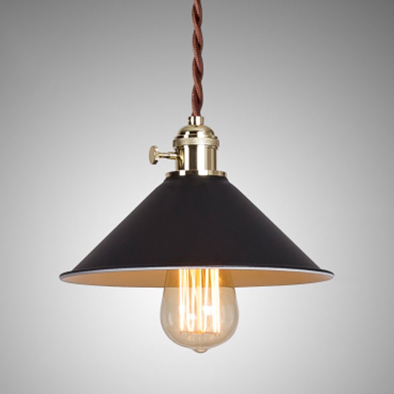 Cône Cone Hanging Lighting Modern Style Metal 1-Light suspendu lampe pour chambre à coucher