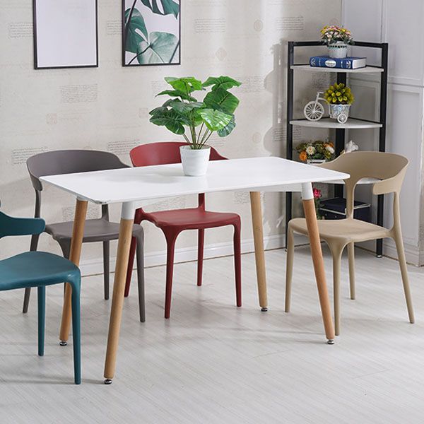 Sillas apilables de estilo moderno, silla con respaldo abierto sin brazos y patas de plástico para cocina
