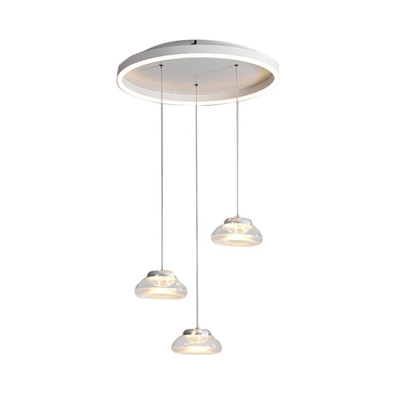 Luce a sospensione cluster ovale acrilica modernista modernista lampada a sospensione a LED bianca a 3 luci in luce bianca/calda
