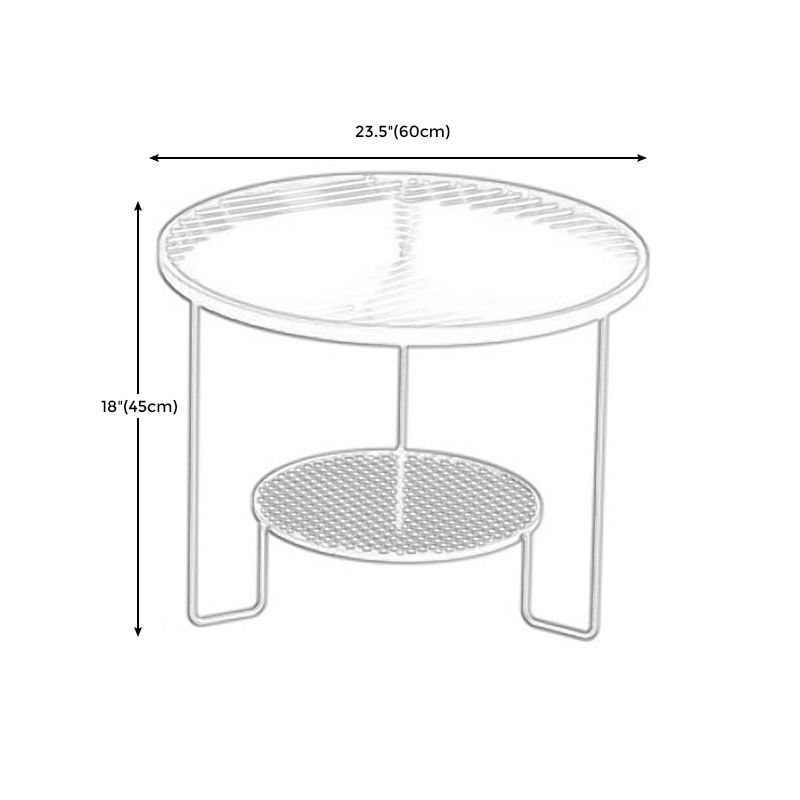 Modernism Round Glass and Steel Coffee Cocktail Table - 17.7"/19.7" H