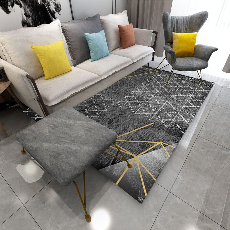 Dark Grey Striped Carpet Polyester Simplicity Carpet Washable Carpet for Home Decoration