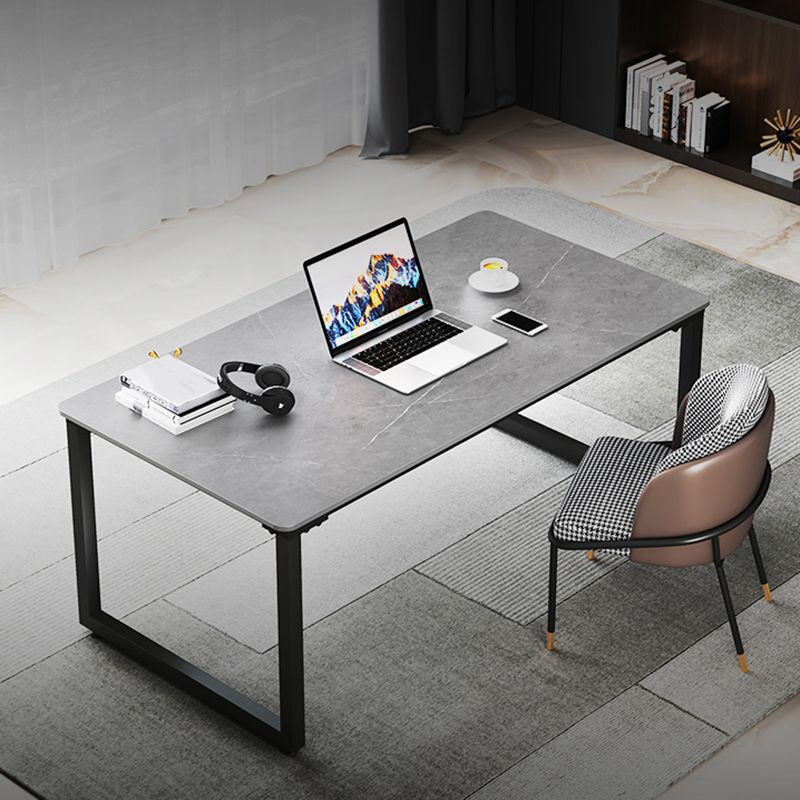 Contemporary Stone Writing Desk Sled Rectangular Office Desk for Home