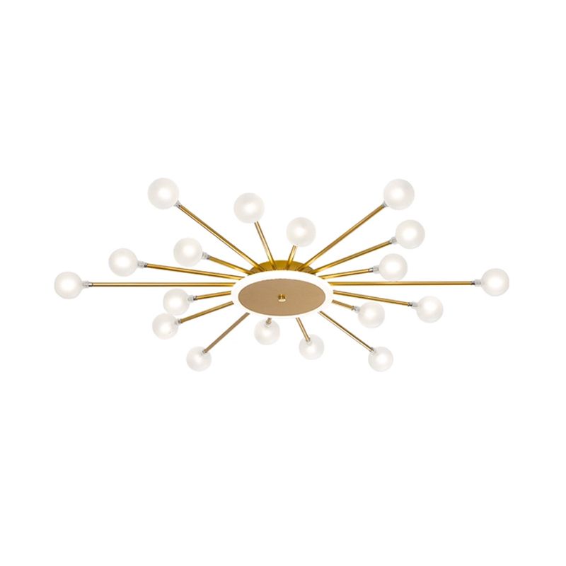 Lámpara de techo posmoderna de 18 luces de vidrio esmerilado con montaje empotrado Starburst posmoderno en negro/dorado