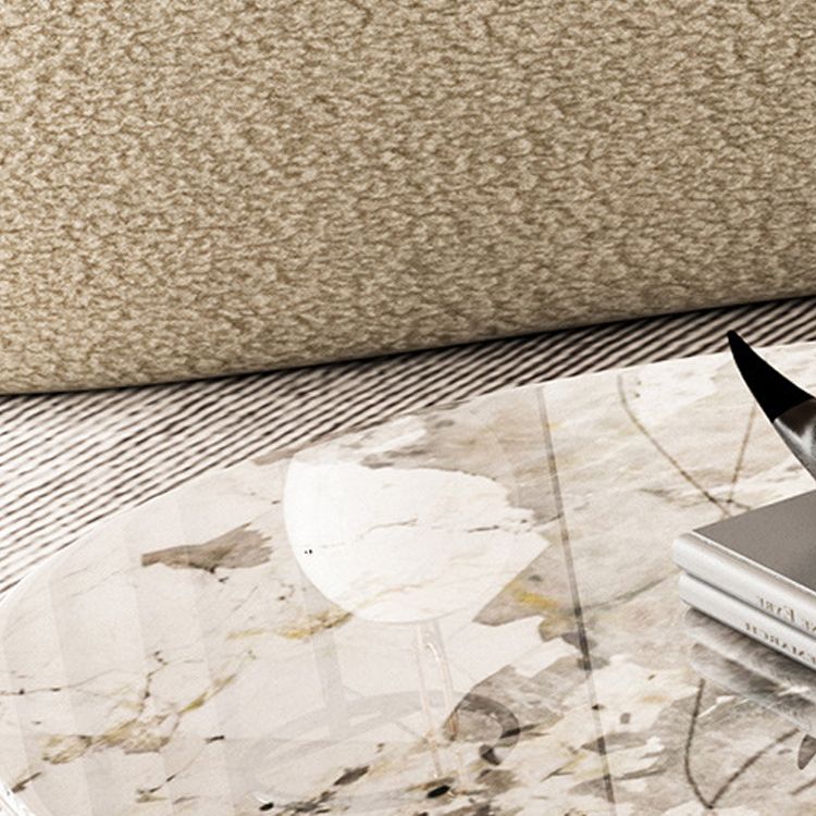 Elliptical Slate Glam Coffee Table 27.6" D Abstract Cocktail Table with Floor Shelf