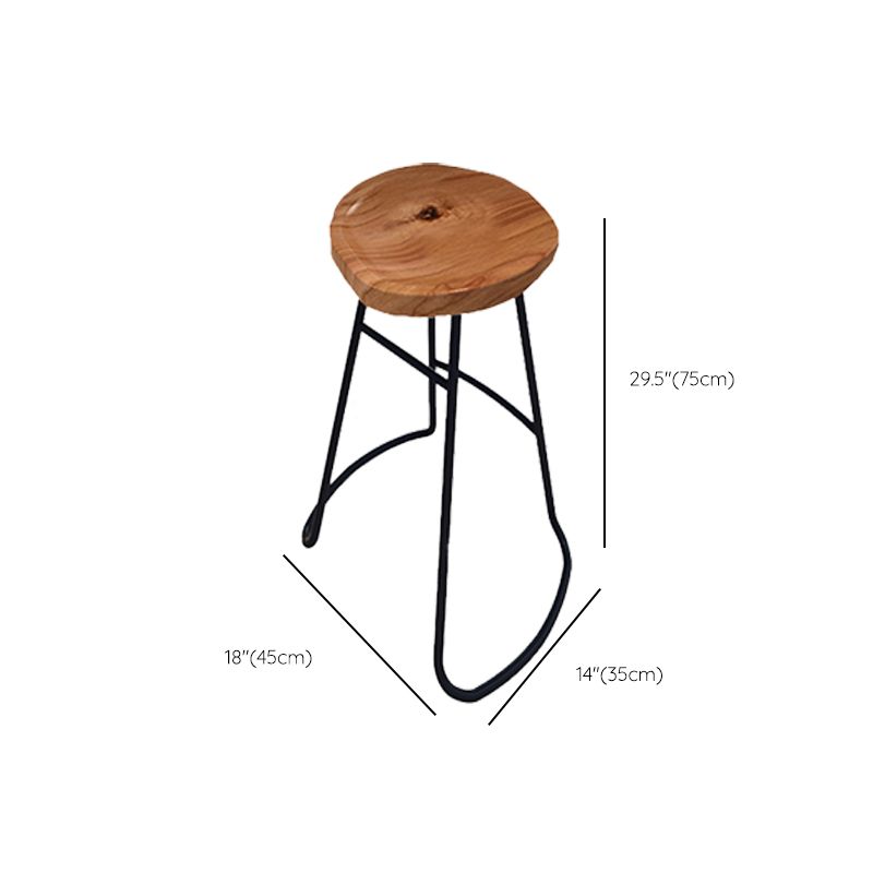 Solid Wood Bar Stools Modern Backless Dining Stools with Footrest