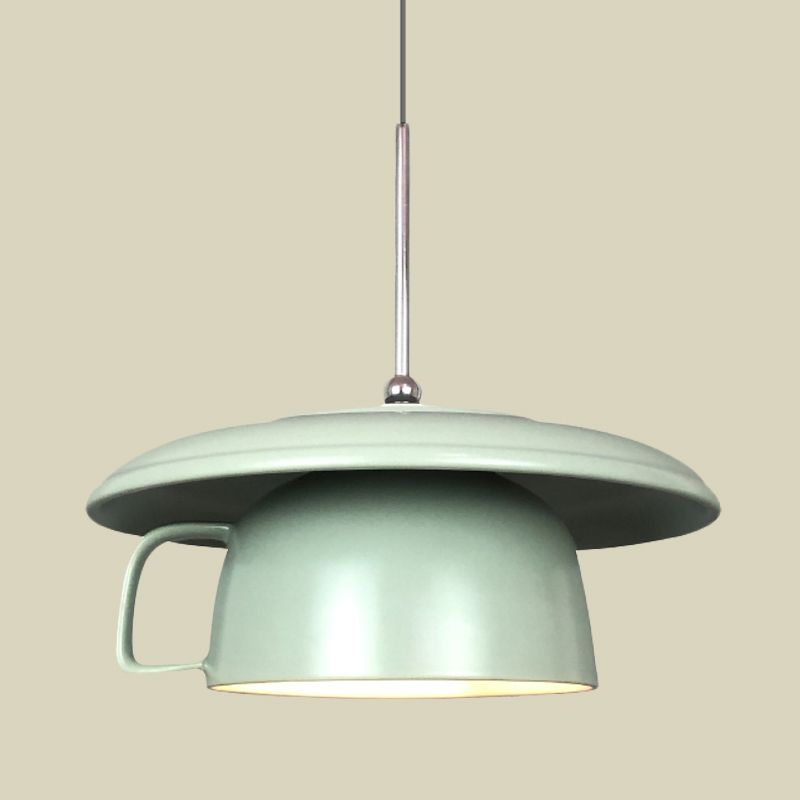 Green Finish Coffee Gup Pending Lightture Macaron 1-Head Ceramics LED Plafond Plafond