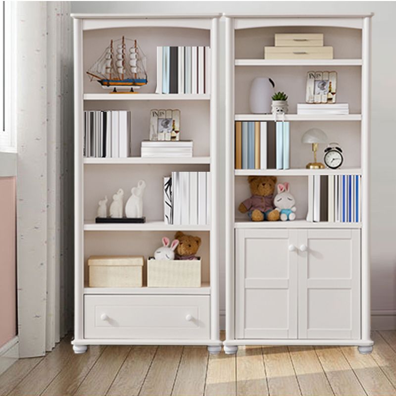 Closed Back Modern Bookcase Standard White Wooden Bookshelf with Shelves