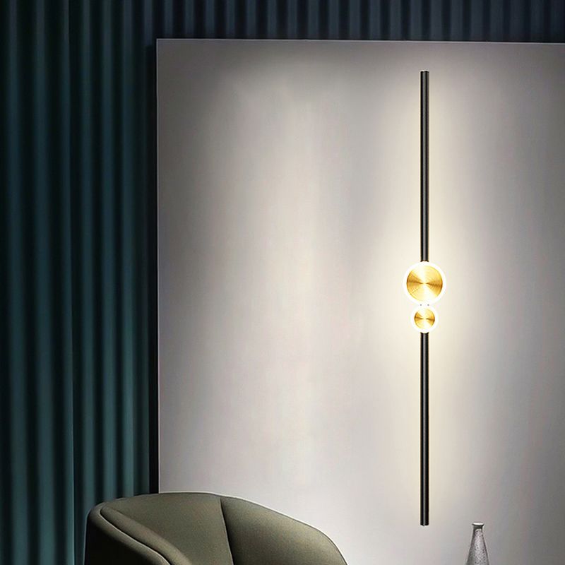 Linear Shape Metal Wall Lights Modern Style 3 Light Wall Mounted Light Fixtures in Black