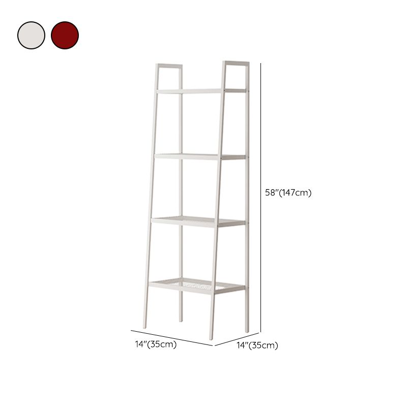 Scandinavian Open Back Bookshelf Ladder Metal Bookcase with Shelves