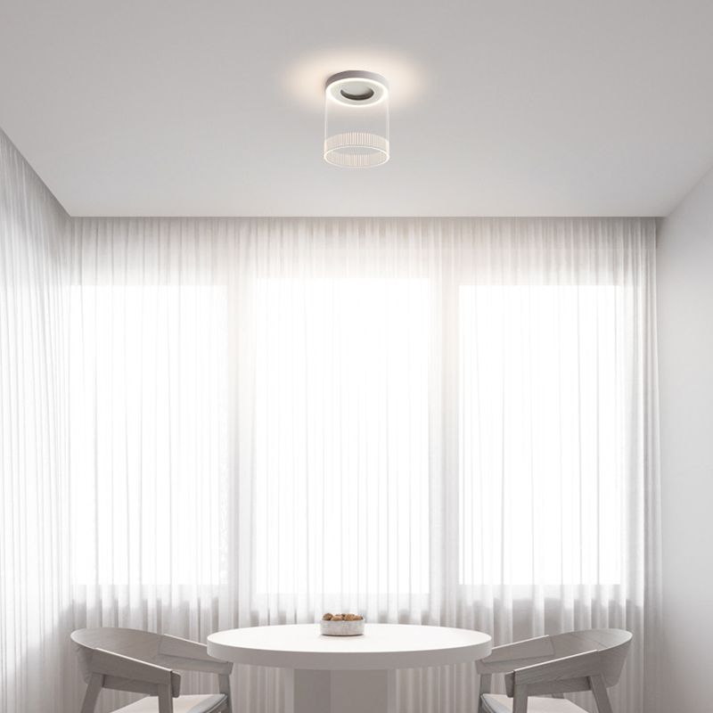 Cylinder Shape Ceiling Fixture Modern Style Metal One Light Ceiling Mounted Light