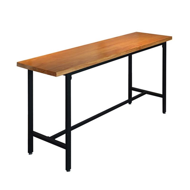 Industrial Indoor Rectangle Trestle Bar Table in Metal and Wood