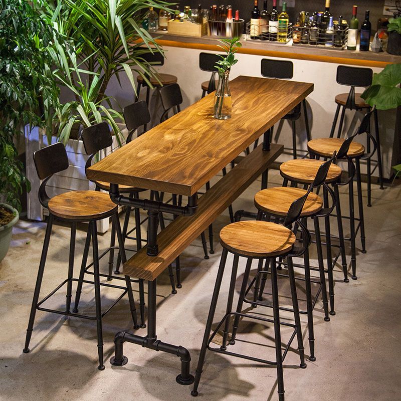 Modern Style Rectangle Bar Table Solid Wood Fixed Bar Dining Table for Indoor