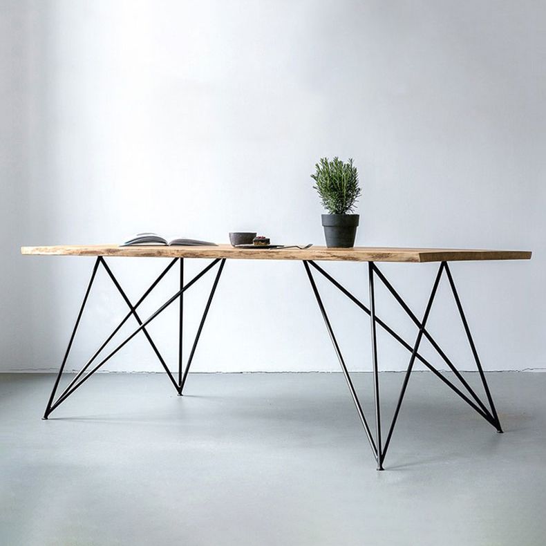 Mesa de comedor de rectángulo de lujo tradicional pino mesa de madera maciza con 4 patas