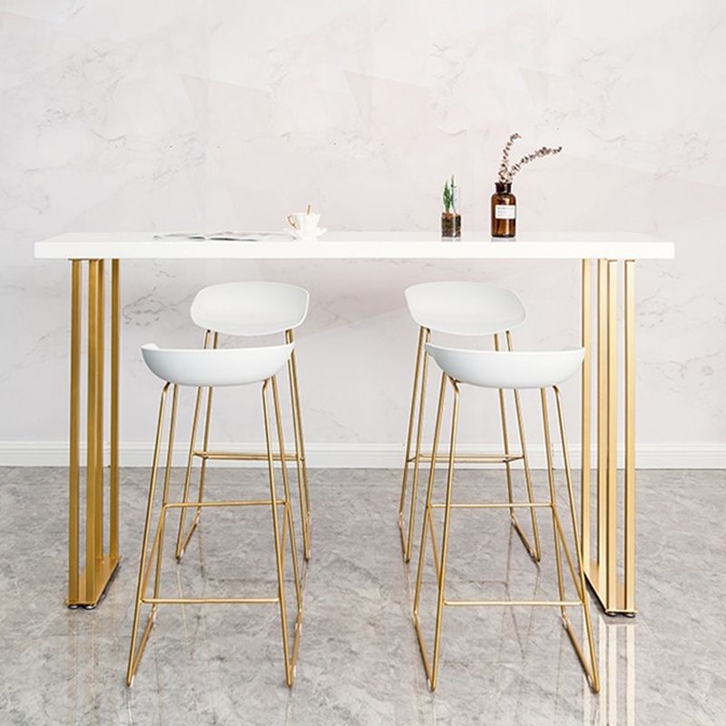 White Wood Table Rectangle Contemporary with Metal Base Cocktail Table with Base