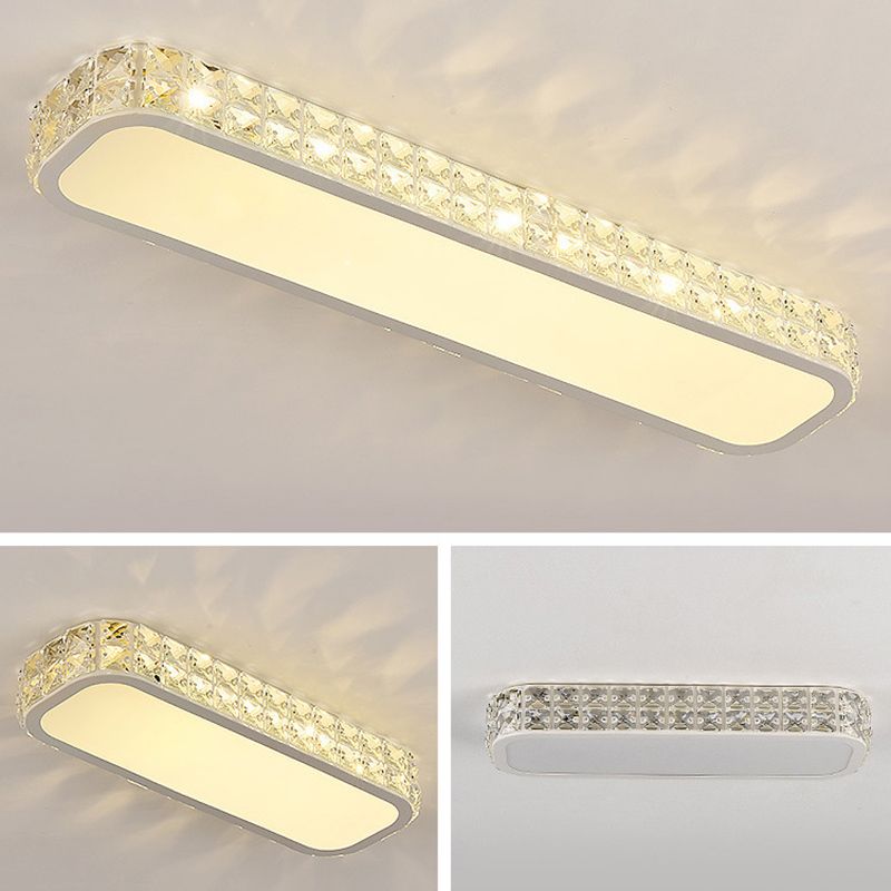 Lampe encastrée oblongue en cristal simplicité LED luminaire de plafond pour couloir