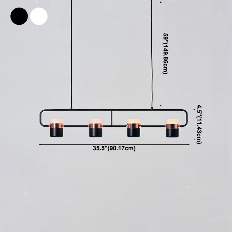 Cylinder Island Lighting Contemporary Metal Island Chandelier Lights for Kitchen