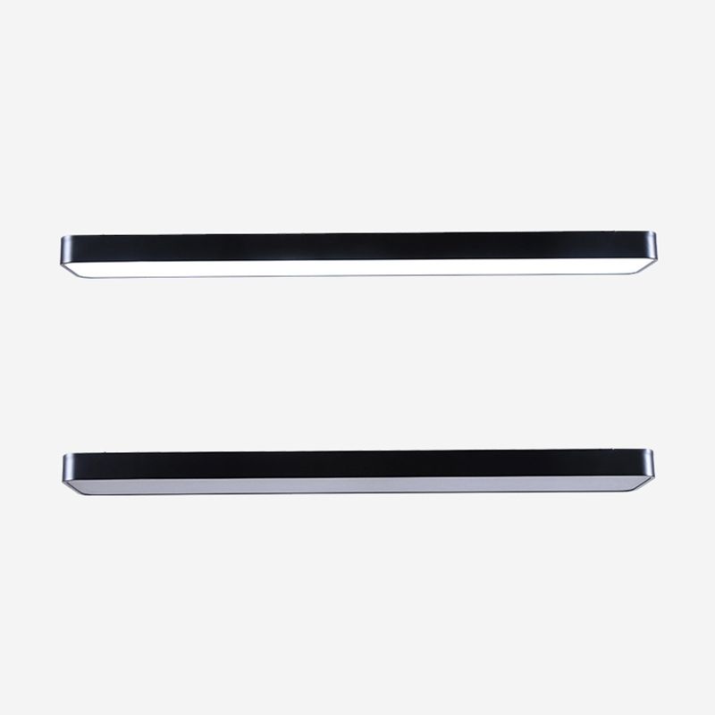 Conference Room LED Ceiling Lamp Simplicity Black Flush Light with Rectangle Acrylic Shade, 23.5"/47"/59" Long