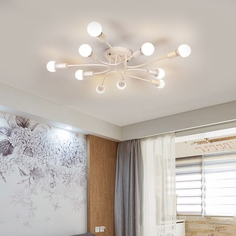 Starburst Semi Flush Mount Lighting Nordic Metal 6/8/10 Lichter Weiß/Gold/Schwarz Deckeneinbauleuchte für Schlafzimmer