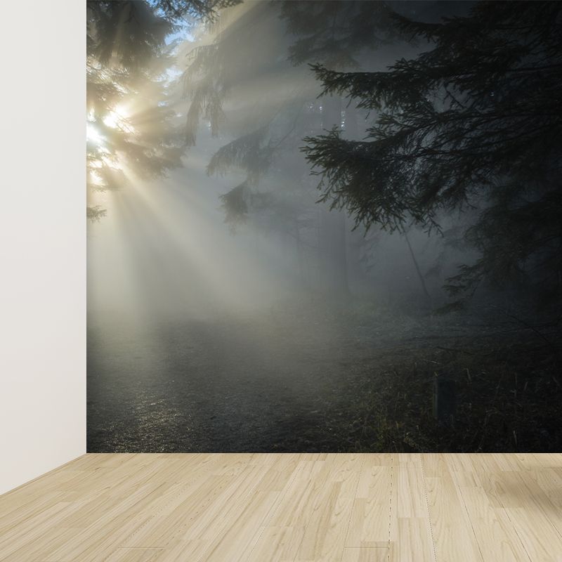 Light Color Misty Landscape Mural Moisture Resistant Modern Style Bedroom Wall Art