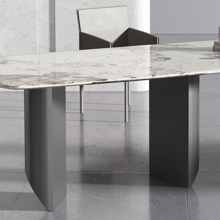 Metalen eigentijdse rechthoekige tafel Gesinterde stenen binnentafel voor eetkamer