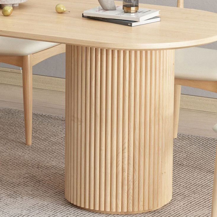 Contemporary Style Dining Oval Table Dining Wooden Table for Restaurant with Wood Legs