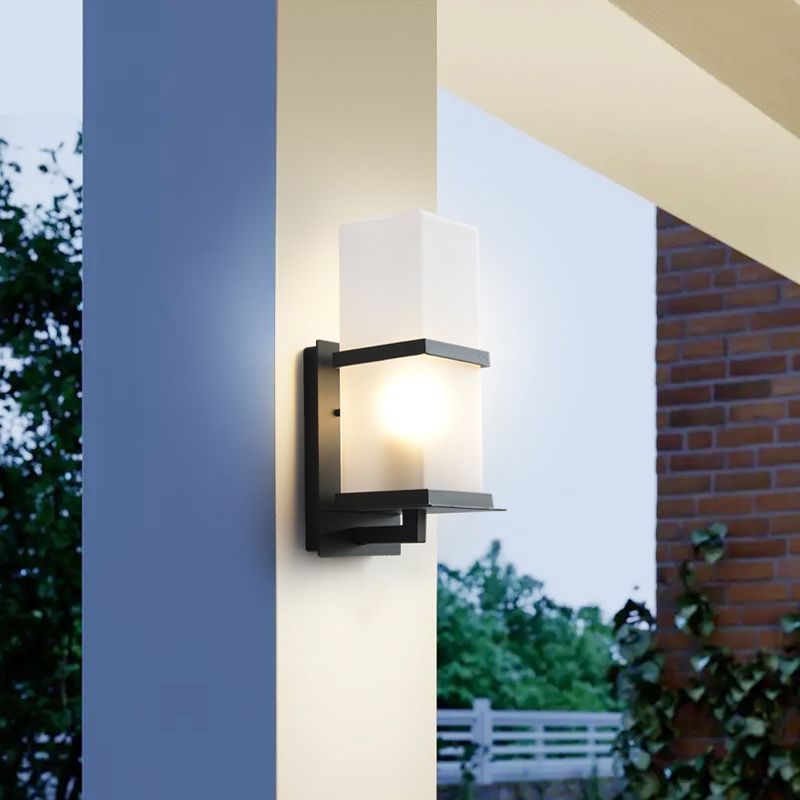 Contemporary Wall Sconce Glass Outdoor Wall Light Fixture for Courtyard