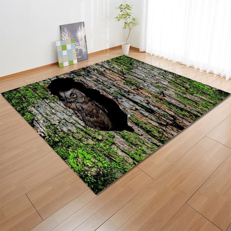 Green Modern Carpet Polyester Tree Carpet Non-Slip Backing Carpet for Home Decor