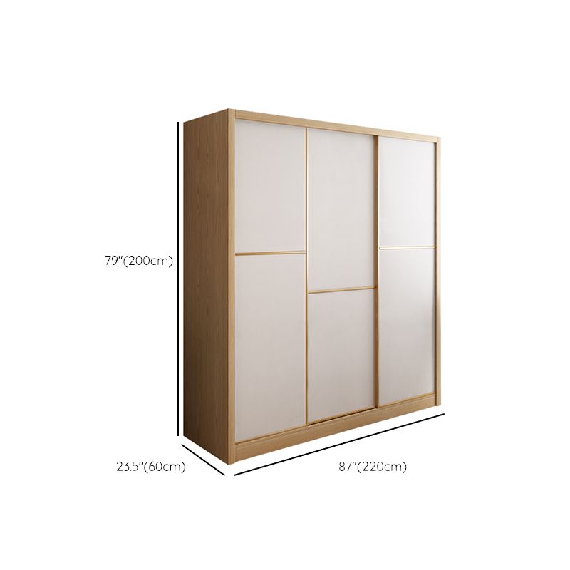 Contemporary Wooden Wardrobe Modern Cloth Rod Included Wardrobe Closet for Bedroom