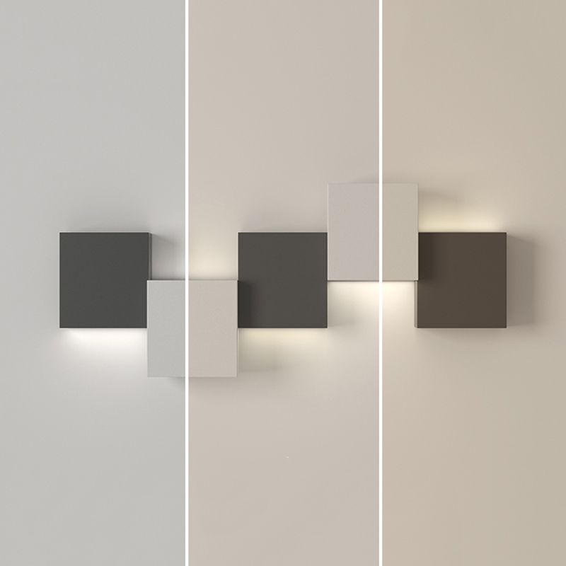 Modern Metal Wall Sconce Square Shape Wall Light with Silicone Shade for Bedroom