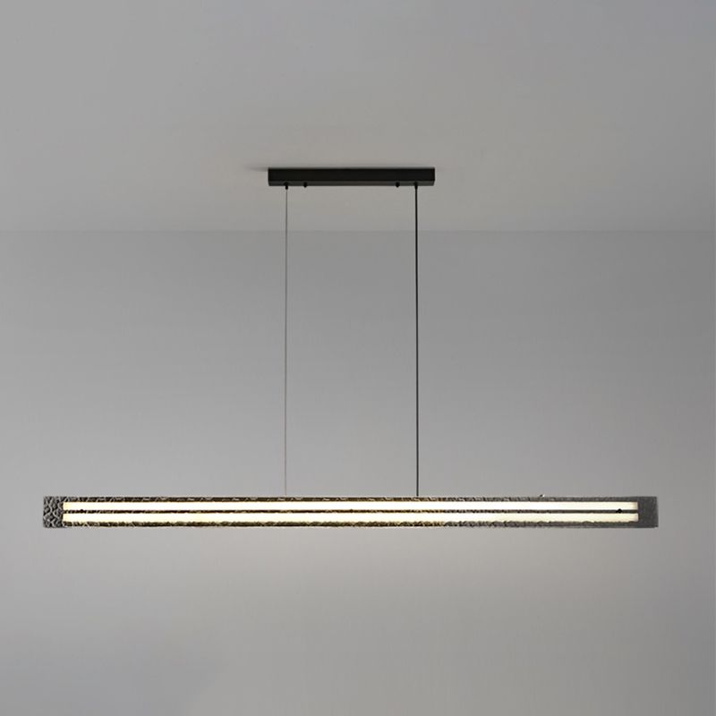 Contemporary Hanging Light Linear LED Island Light Fixture with Glass for Dining Room