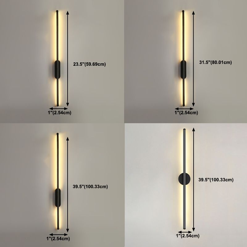 Modern Style Linear Shape Wall Sconce Metal 2 Light Wall Lighting for Living Room