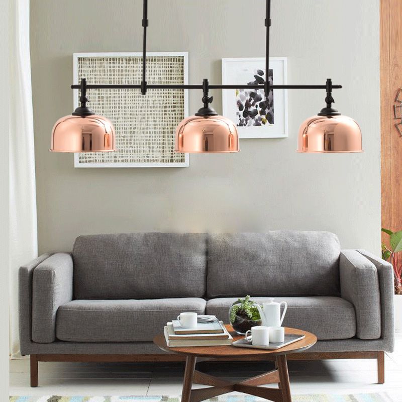 Cupola cucina cucina isola lampadario leggero metallo 3 teste in stile industriale illuminazione a sospensione in rame