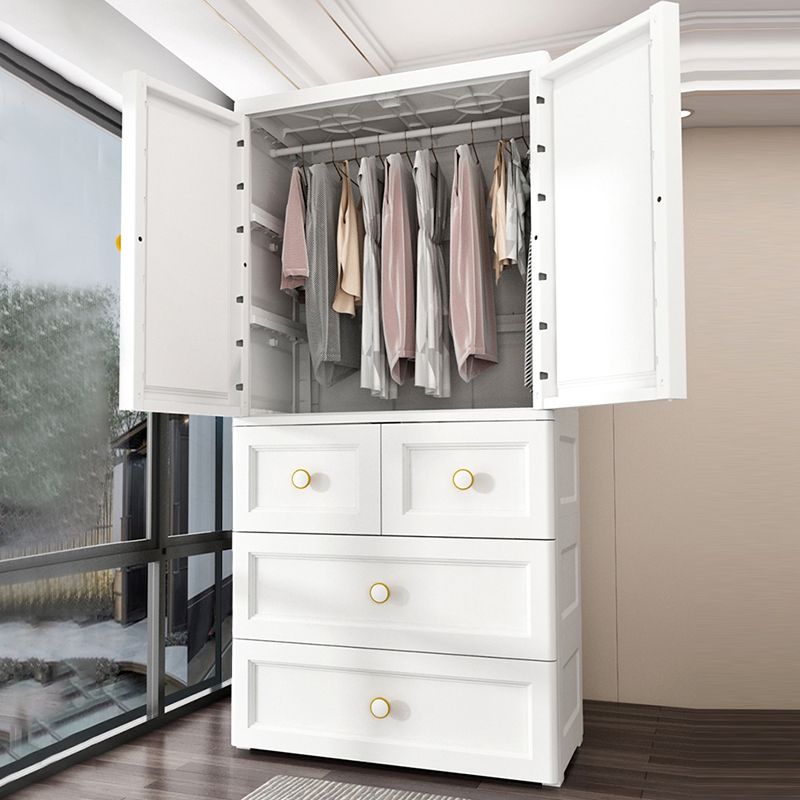 Plastic Matte Finish Storage Cabinet for Bedroom Contemporary Cabinet with Hinged Door