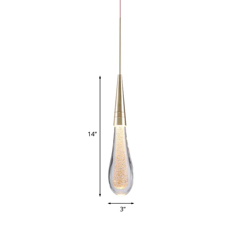 1 Light Bubble Crystal Ceiling Lamp Modern Brass Droplet Living Room LED Pendant Light