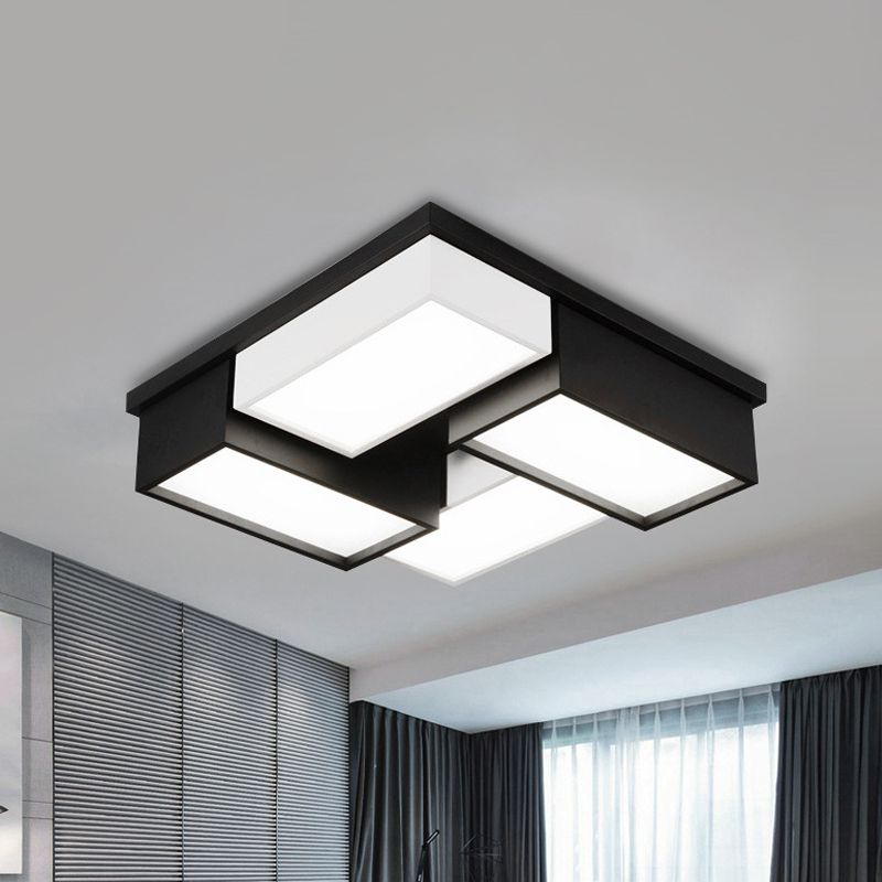 Quadrato/rettangolo vicino alla plafoniera Lampada da incasso a LED in metallo moderno per soggiorno in bianco e nero