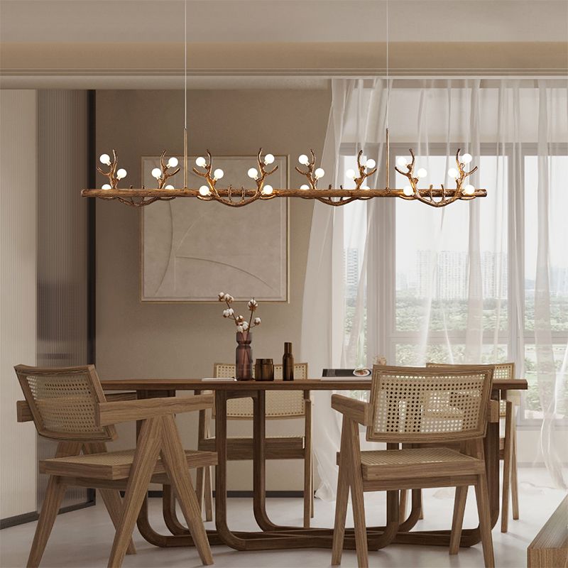 Industrial Multi Head Kitchen Island Fixture Resin and Glass Ceiling Pendant Lighting