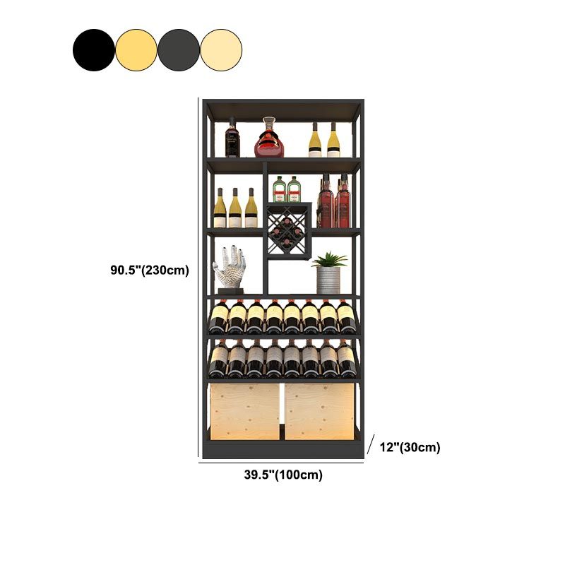 Metal Floor Wine Bottle & Glass Rack Modern Wine Holder with Shelf