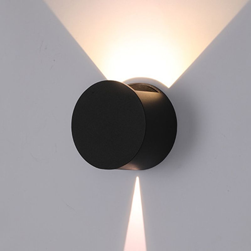 Hoop Shape Wall Light Modern Style Metal 2 Lights Sconce in Black/White