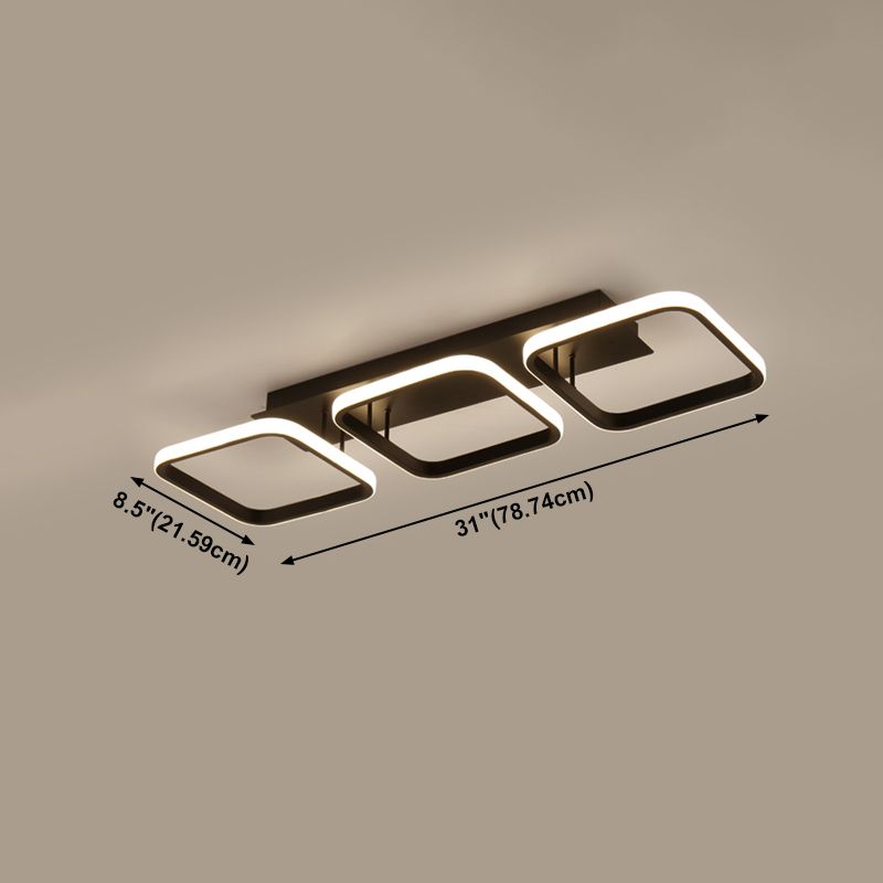 Illuminazione a soffitto quadrata nera Lampada da soffitto a semi-incasso in metallo nordico a LED