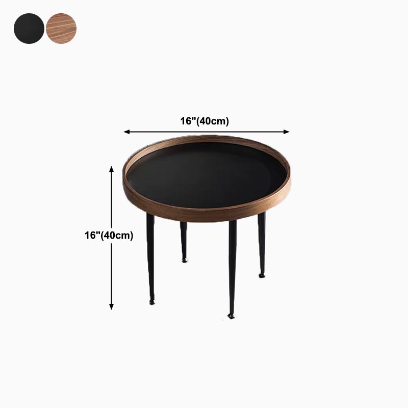 French Country Style Cocktail Table Walnut/black Solid Wood Round Coffee Table