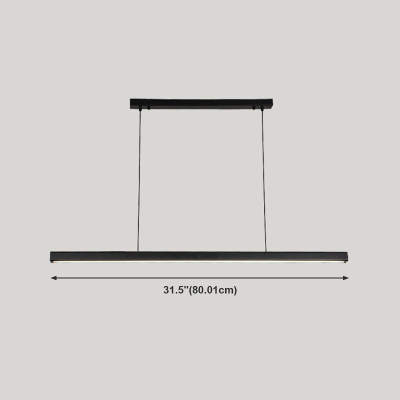 Modern Metal Island Light Strip Colgante de isla LED negra para comedor