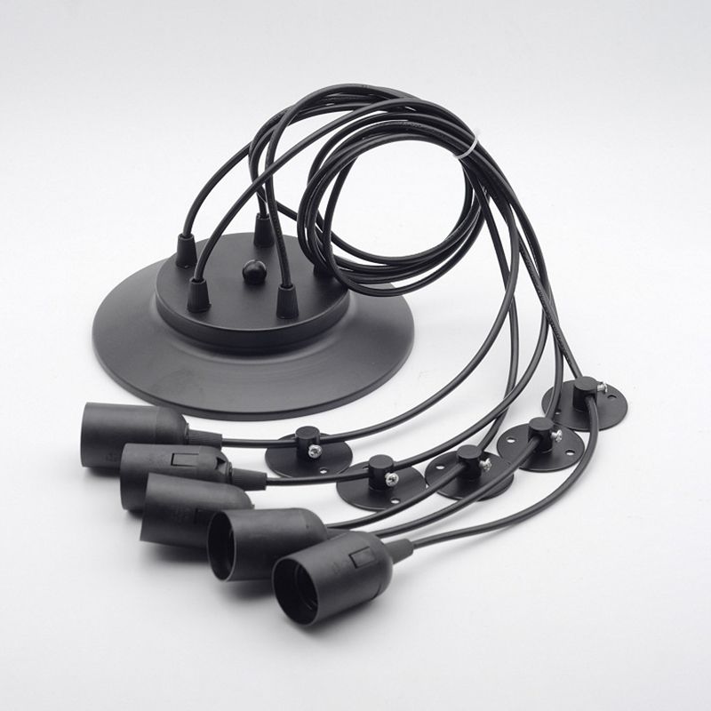 Black Industrial Pendant Light, Industrial Metal Hanging Lamp with Long Rope