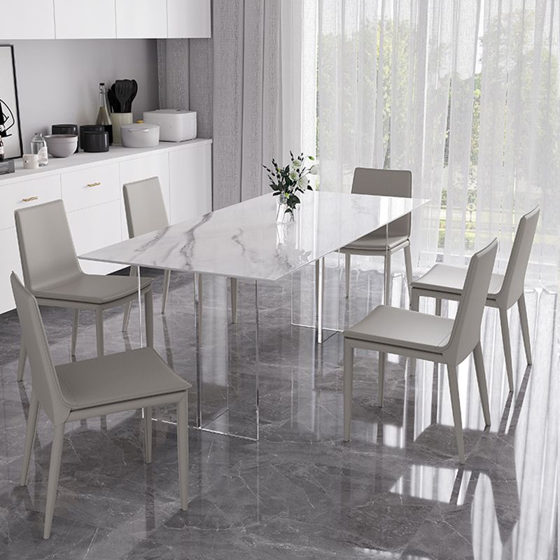 Modern 1/4/5/7 Pieces Dining Table Rectangle Stone Furniture in White