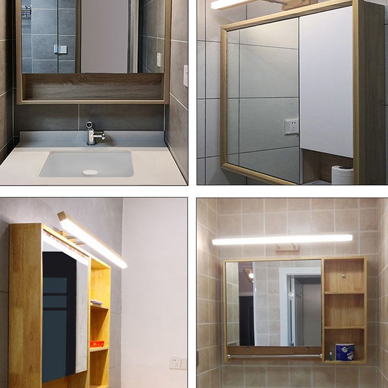 Nordic Minimalist Style Rectangular Vanity Lamp Solid Wood Single Vanity Light