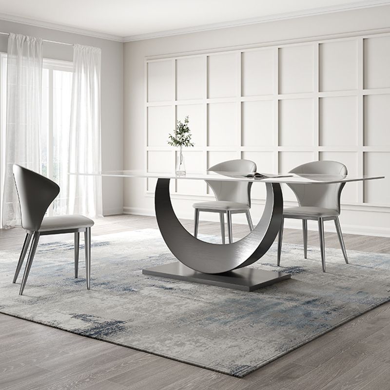Industrial Dining Rectangle Table Sintered Stone Table with Metal Legs for Home Use