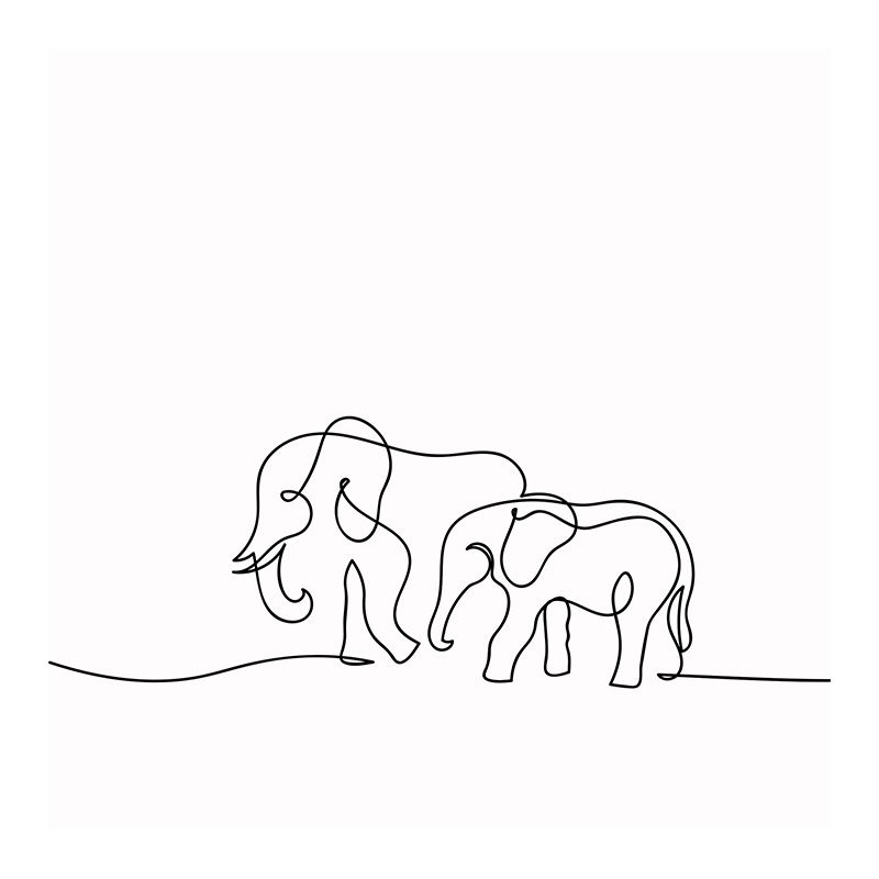Illustration Lineart Mural Moisture Resistant for Living Room Wall Decor