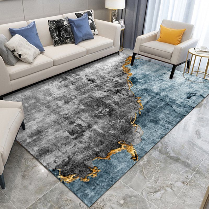 Modern Living Room Area Rug Abstract Pattern Polyester Stain Resistant Rug for Home Decor